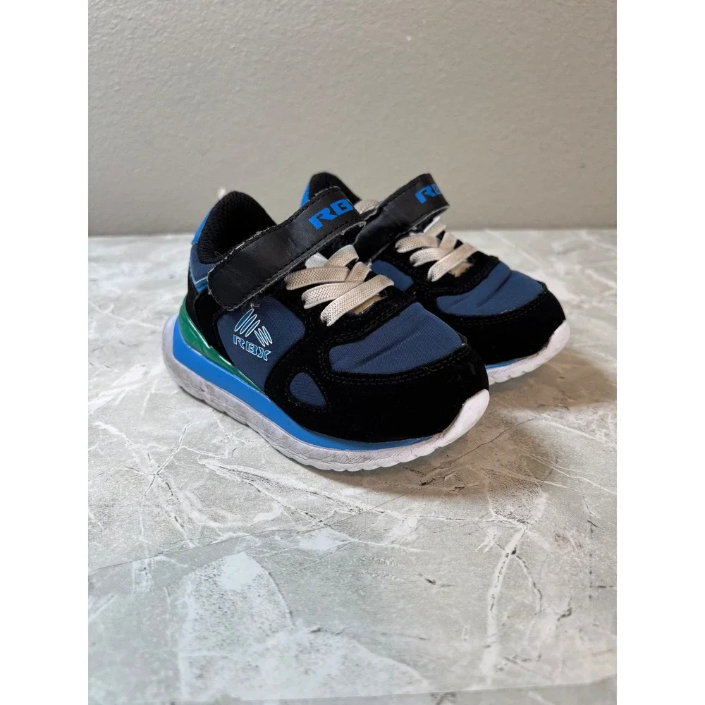 RBX Toddler‎ Kids Sneakers Black Blue White Lace Up Athletic Shoes Size 7